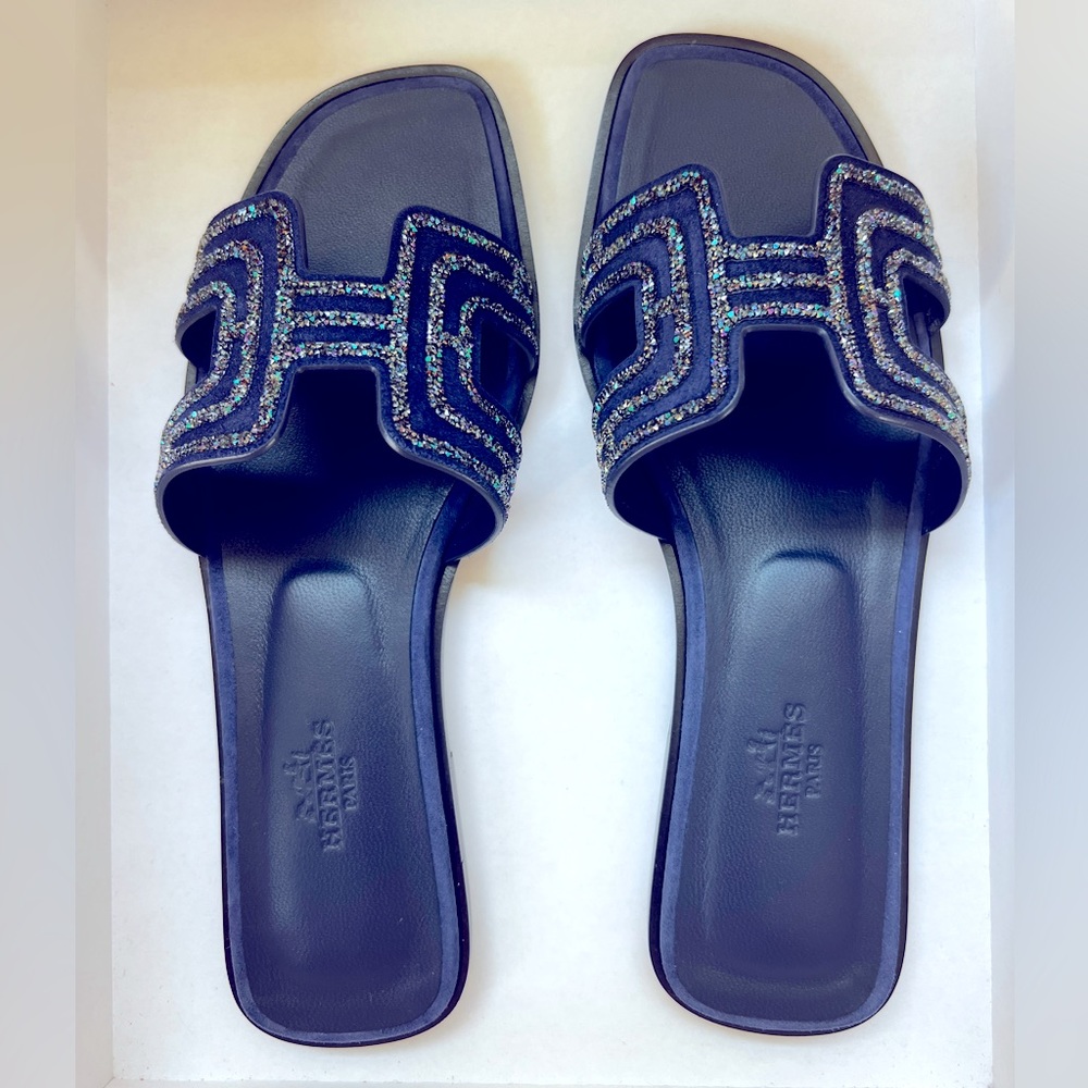 Hermes Navy Bue Oran Sandal 36.5 Brand New BNIB